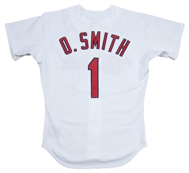 1995 Ozzie Smith Game Used and Signed St. Louis Cardinals Home Jersey (PSA/DNA)
